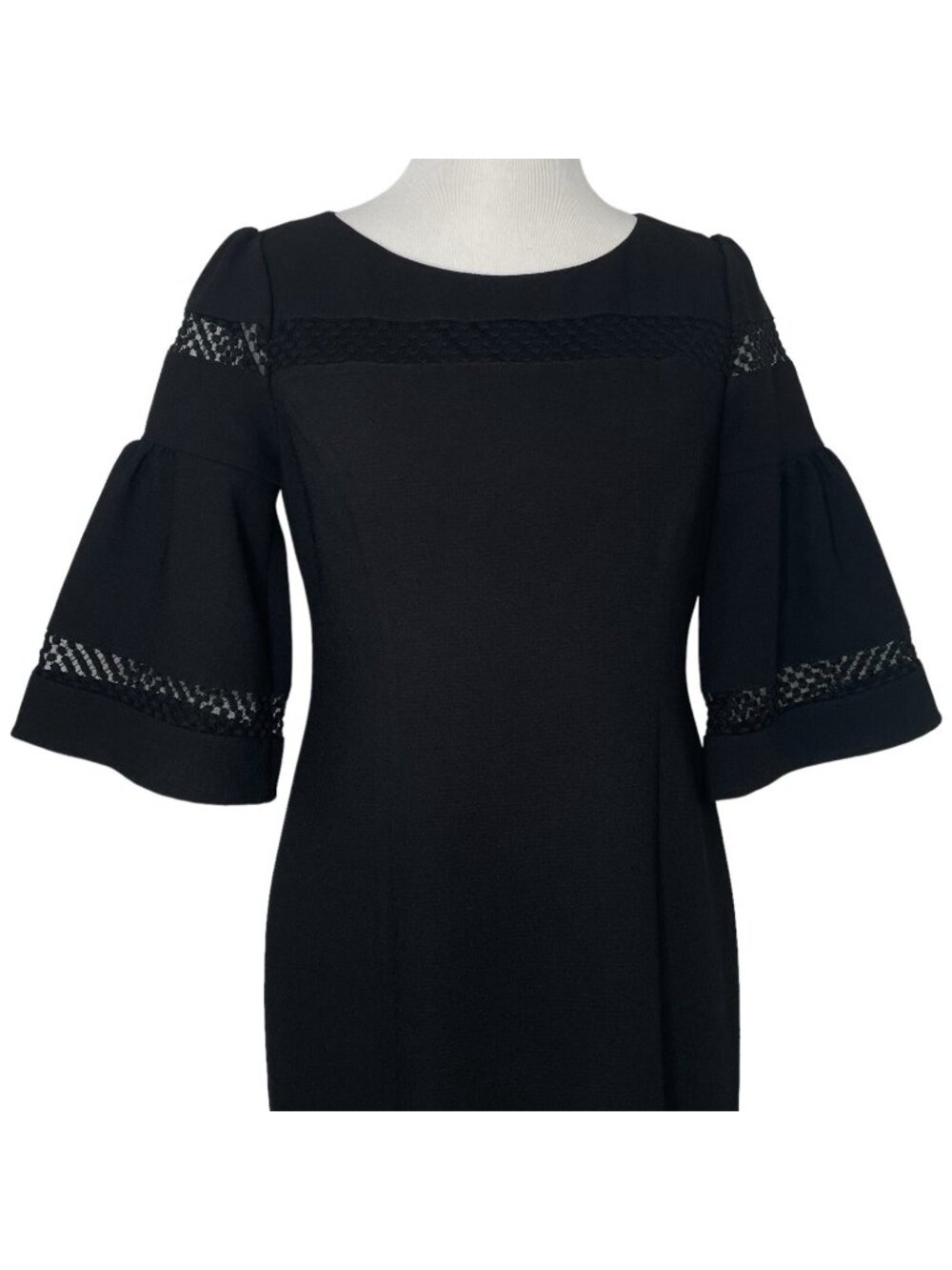 Talbots Womens Dress Size 4 Lined 3/4 Bell Sleeve Mesh Detail Zip Back - Picture 3 of 9